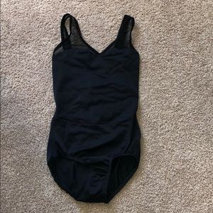 Black ballet leotard with mesh straps